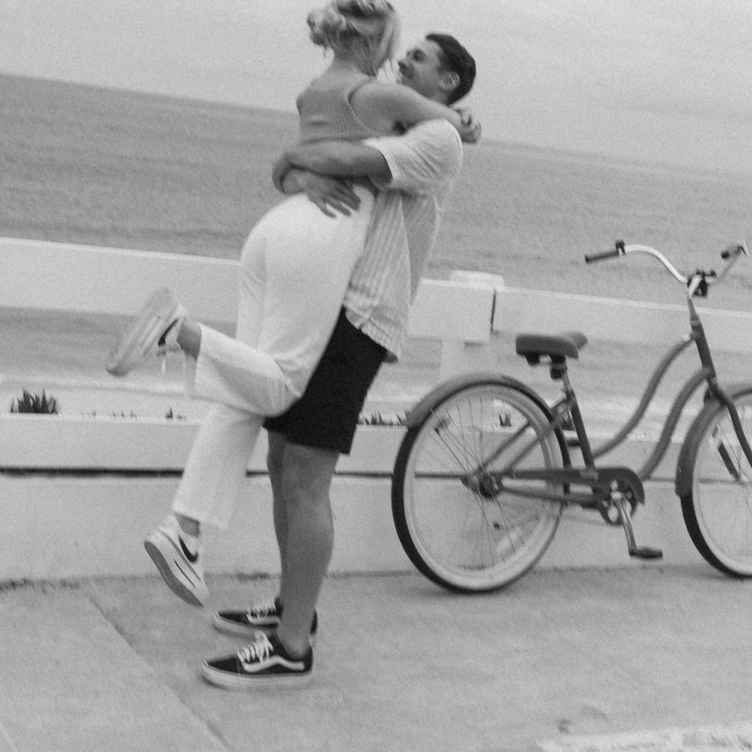 Fun Engagement Photos with bike in San Diego, California